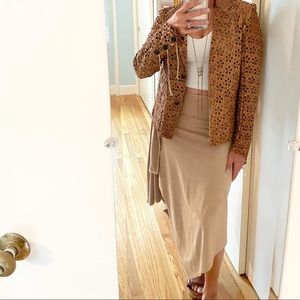 Vegan Suede Faux Wrap Asymmetric Skirt